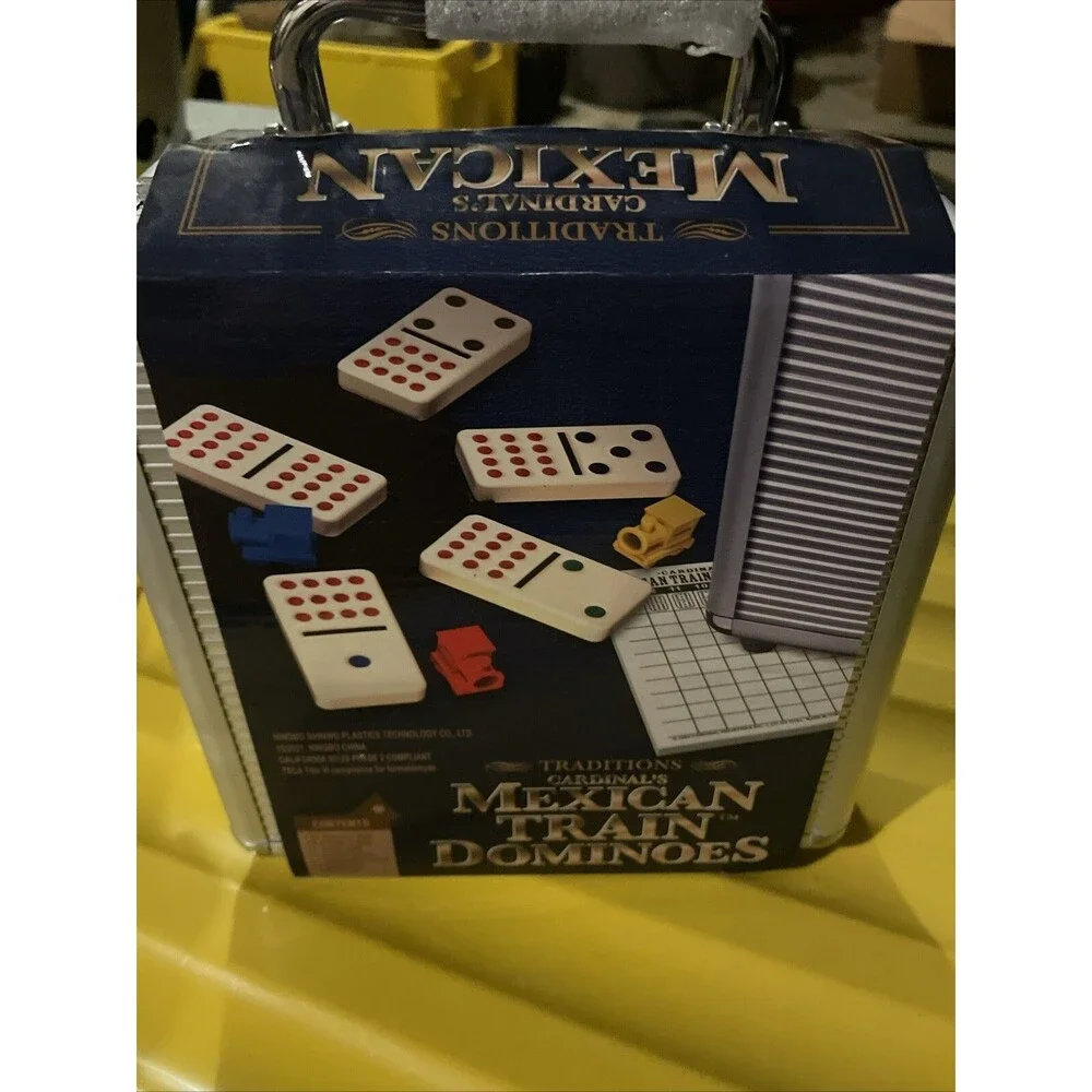 Mexican Train Dominoes Game Set Double 12 Color Domino Aluminum Case